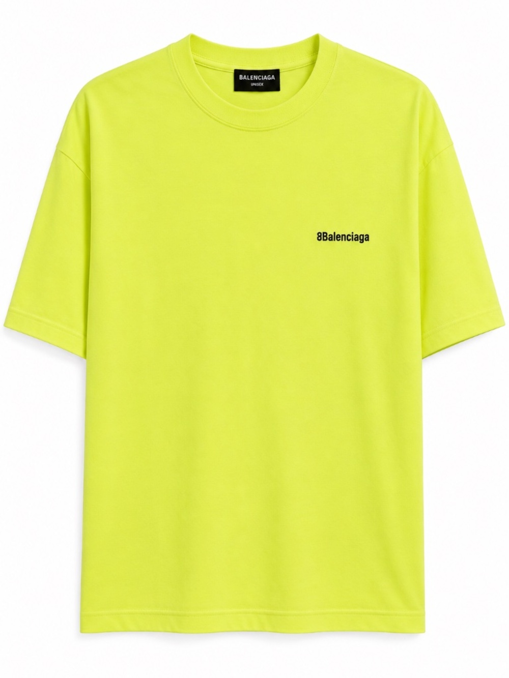 Size L Balenciaga Wardrobe Logo Lemon/Neon Green Crew Neck Short Sleeve Tee